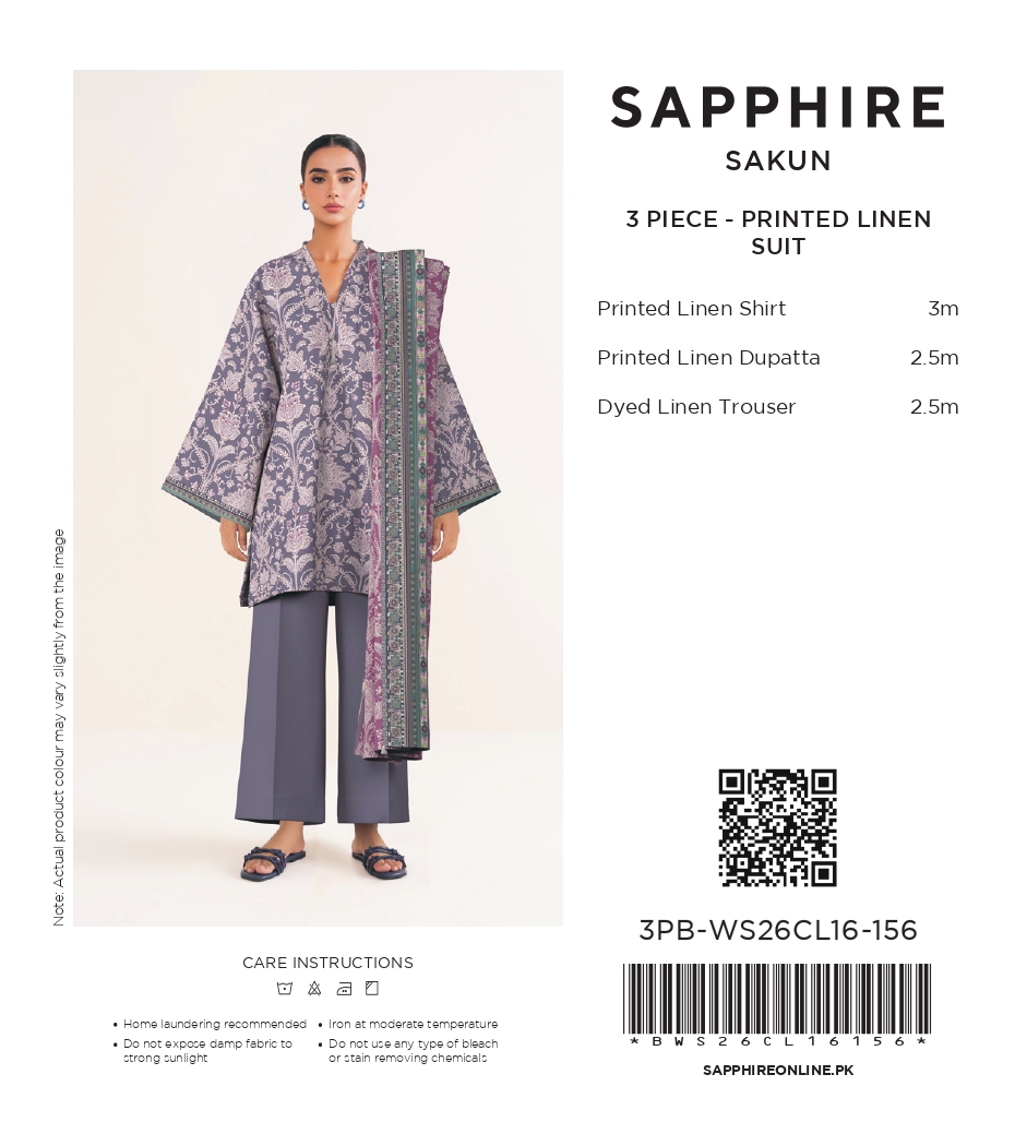 Sapphire 3 PIECE DIGITAL PRINTED LINEN SUIT - 3PB-WS26CL16-156 Hover View
