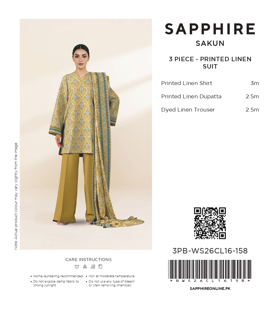 Sapphire 3 PIECE DIGITAL PRINTED LINEN SUIT - 3PB-WS26CL16-158 Hover View