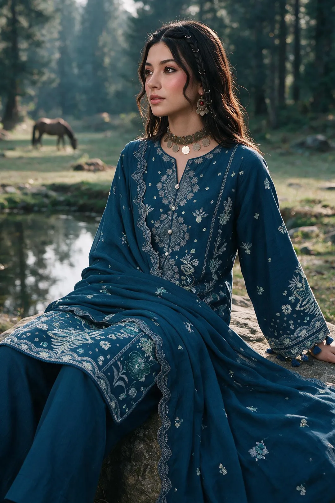Zellbury Embroidered Shirt Shalwar Shawl - 0345 Hover View